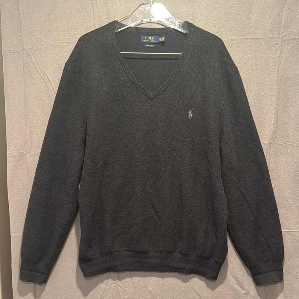 Polo by Ralph Lauren Men's Charcoal V-Neck Sweater